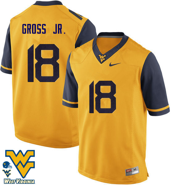 NCAA Men's Marvin Gross Jr. West Virginia Mountaineers Gold #18 Nike Stitched Football College Authentic Jersey QU23B84NF